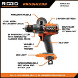 RIDGID 18V Brushless Cordless 2-Tool Combo Kit w/ (2) Batteries, Charger, Bag & FREE Subcompact Brushless 6-1/2 in Circular Saw
