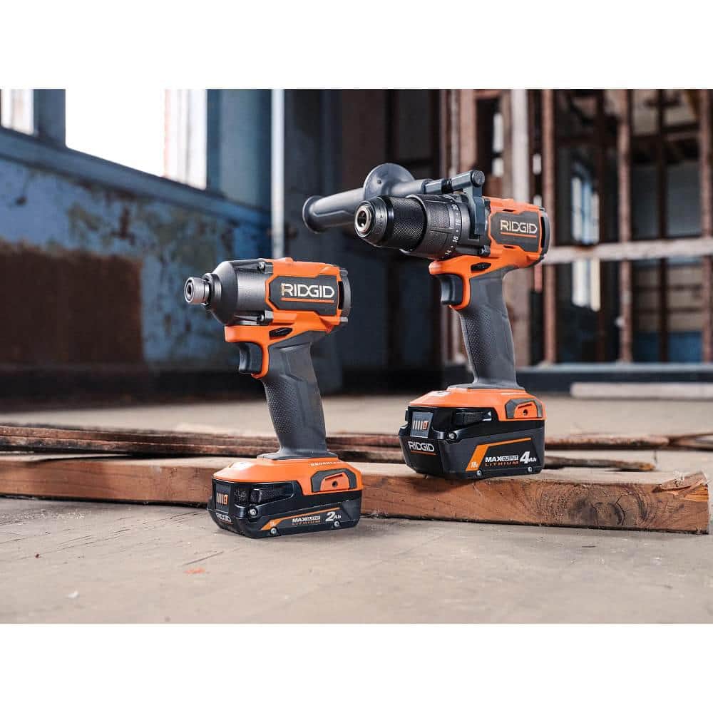 RIDGID 18V Brushless Cordless 2-Tool Combo Kit w/ (2) Batteries, Charger, Bag & FREE Subcompact Brushless 6-1/2 in Circular Saw