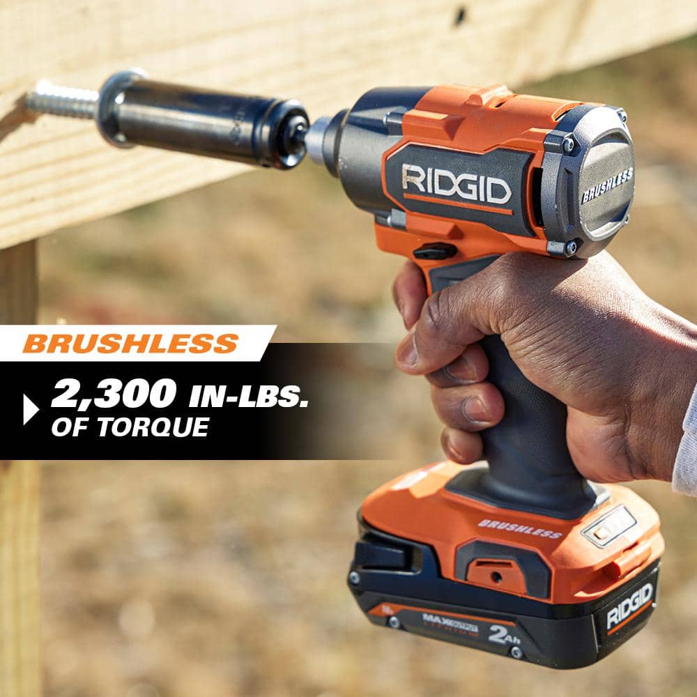 RIDGID 18V Brushless Cordless 2-Tool Combo Kit w/ (2) Batteries, Charger, Bag & FREE Subcompact Brushless 6-1/2 in Circular Saw