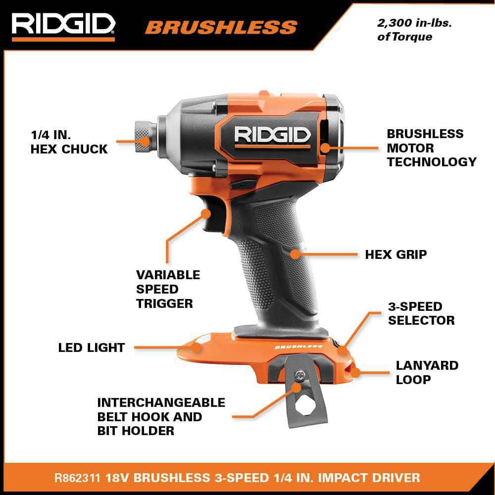 RIDGID 18V Brushless Cordless 2-Tool Combo Kit w/ (2) Batteries, Charger, Bag & FREE Subcompact Brushless 6-1/2 in Circular Saw