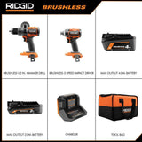 RIDGID 18V Brushless Cordless 2-Tool Combo Kit w/ (2) Batteries, Charger, Bag & FREE Subcompact Brushless 6-1/2 in Circular Saw