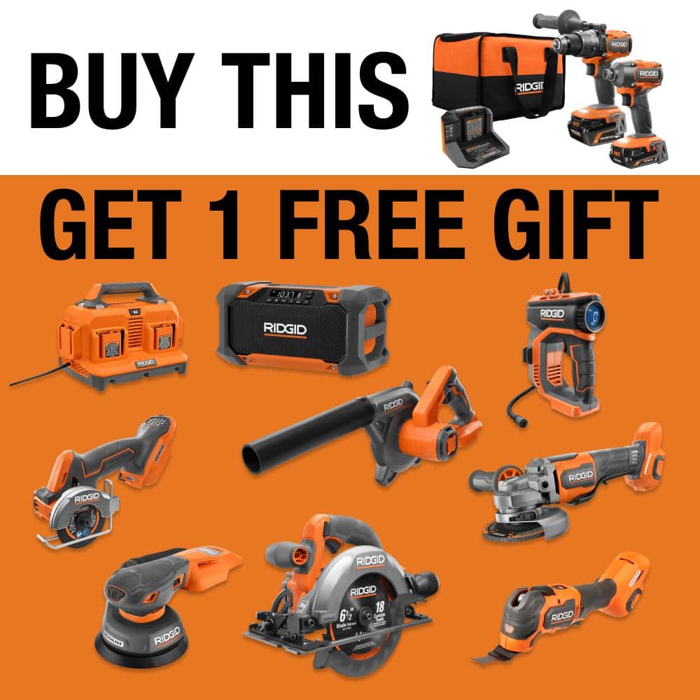 RIDGID 18V Brushless Cordless 2-Tool Combo Kit w/ Hammer Drill, Impact Driver, Batteries, Charger, Bag & Circular Saw
