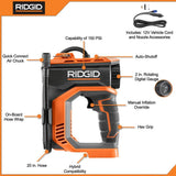RIDGID 18V Brushless Cordless 3‑Tool Combo Kit with Hammer Drill, Impact Driver, Digital Inflator, (2) Batteries, Charger & Bag