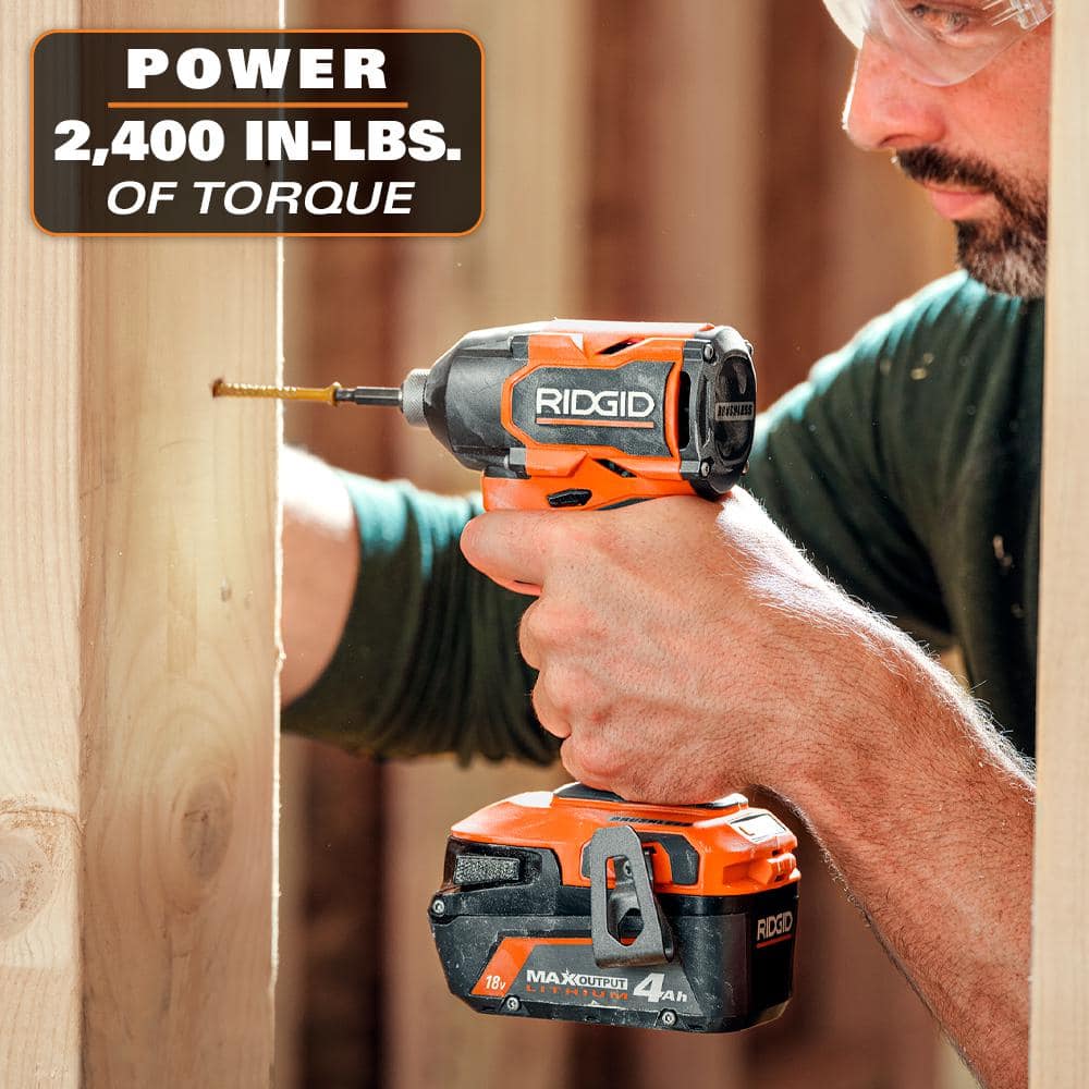 RIDGID 18V Brushless Cordless 2-Tool Combo Kit with 6.0Ah & 4.0Ah MAX Output Batteries, Charger, and 2.0 Ah Battery