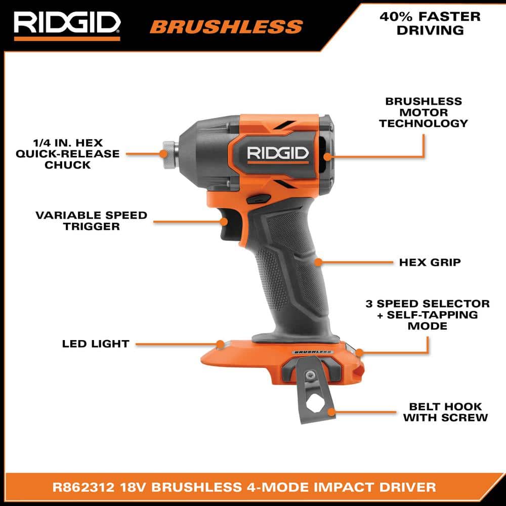 RIDGID 18V Brushless 2-Tool Combo Kit with 6.0 Ah & 4.0 Ah MAX Output Batteries, Charger, Hard Case, & 7-1/4 in. Circular Saw