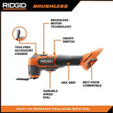 RIDGID 18V Brushless Cordless 4-Tool Combo Kit with (1) 2.0Ah Battery, (1) 4.0Ah Battery, Charger and Bag