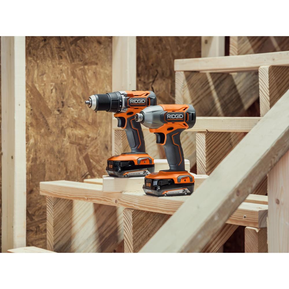 RIDGID 18V Cordless 2-Tool Combo Kit with Drill/Driver, Impact Driver, (2) 2.0 Ah Batteries, and Charger