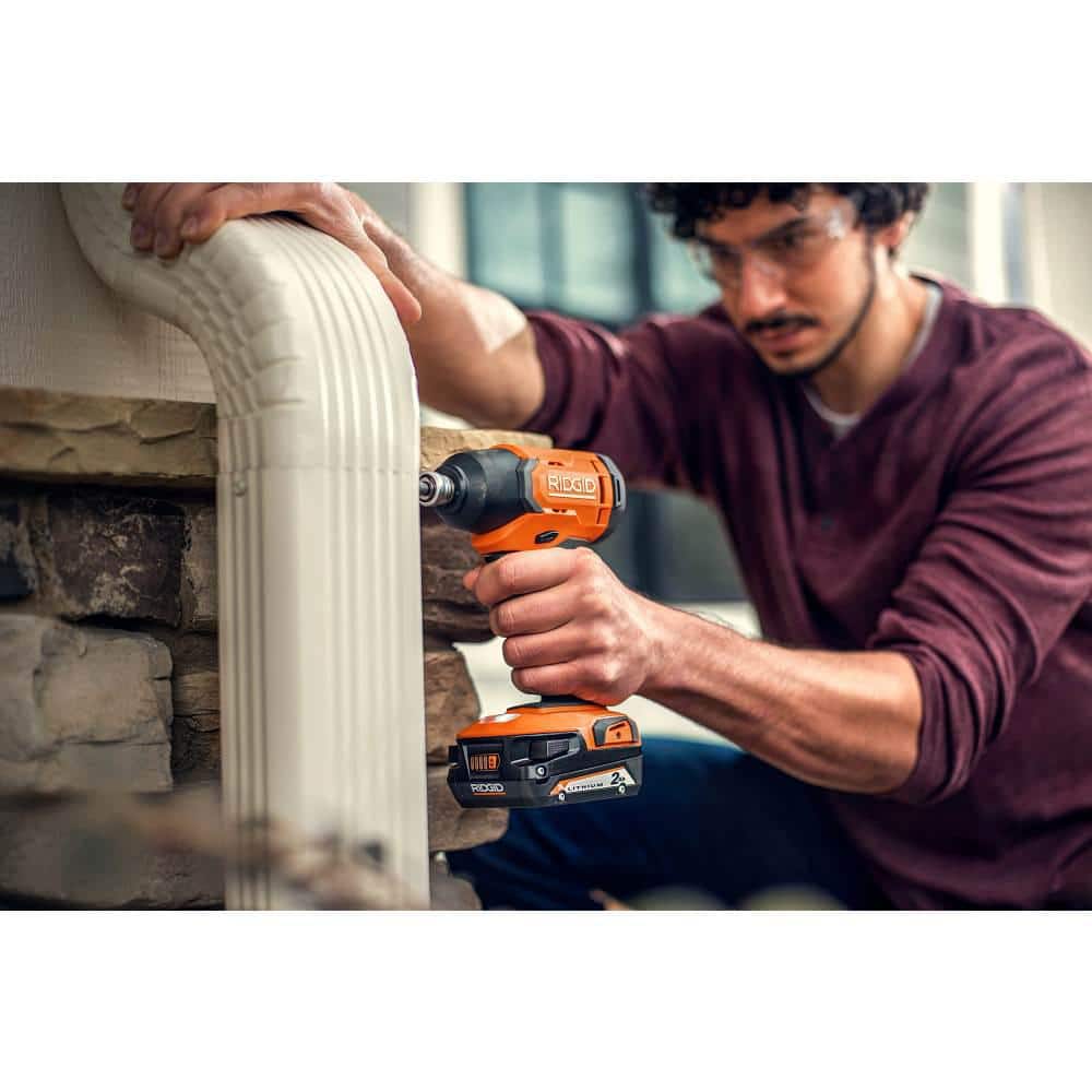RIDGID 18V Cordless 6-Tool Combo Kit with 2.0 Ah Battery, 4.0 Ah Battery, Charger, and Bag
