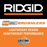 RIDGID 18V Brushless SubCompact Drill/Driver and Impact Driver Combo Kit with (2) 2.0Ah Batteries, Charger and Bag