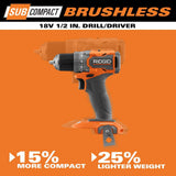 RIDGID 18V SubCompact Brushless 2-Tool Combo Kit with Drill/Driver, Impact Driver, (2) 2.0 Ah Batteries, Charger, and Tool Bag