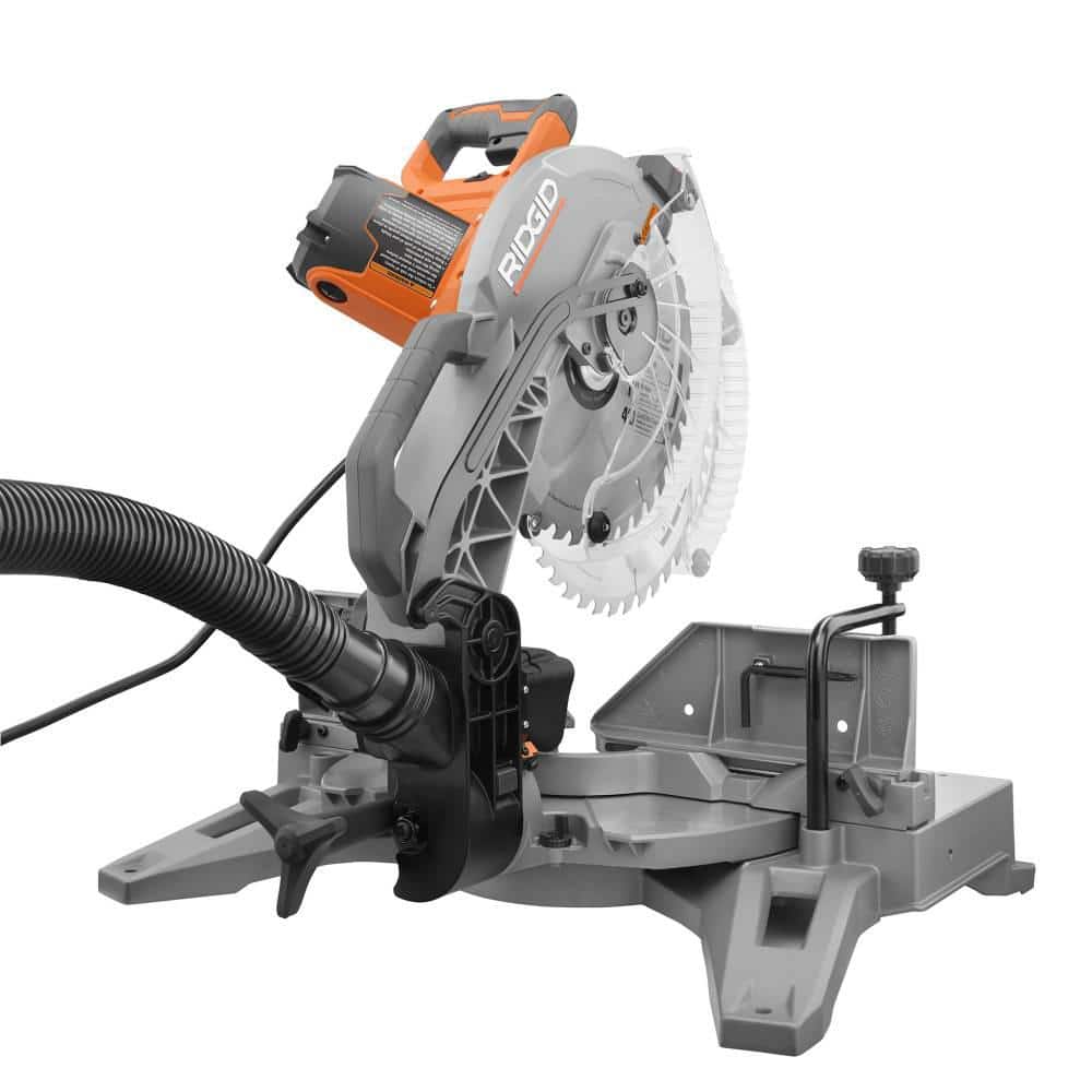 RIDGID 15 Amp Corded 12 in. Dual Bevel Miter Saw with LED + Universal Mobile Miter Saw Stand with Mounting Braces