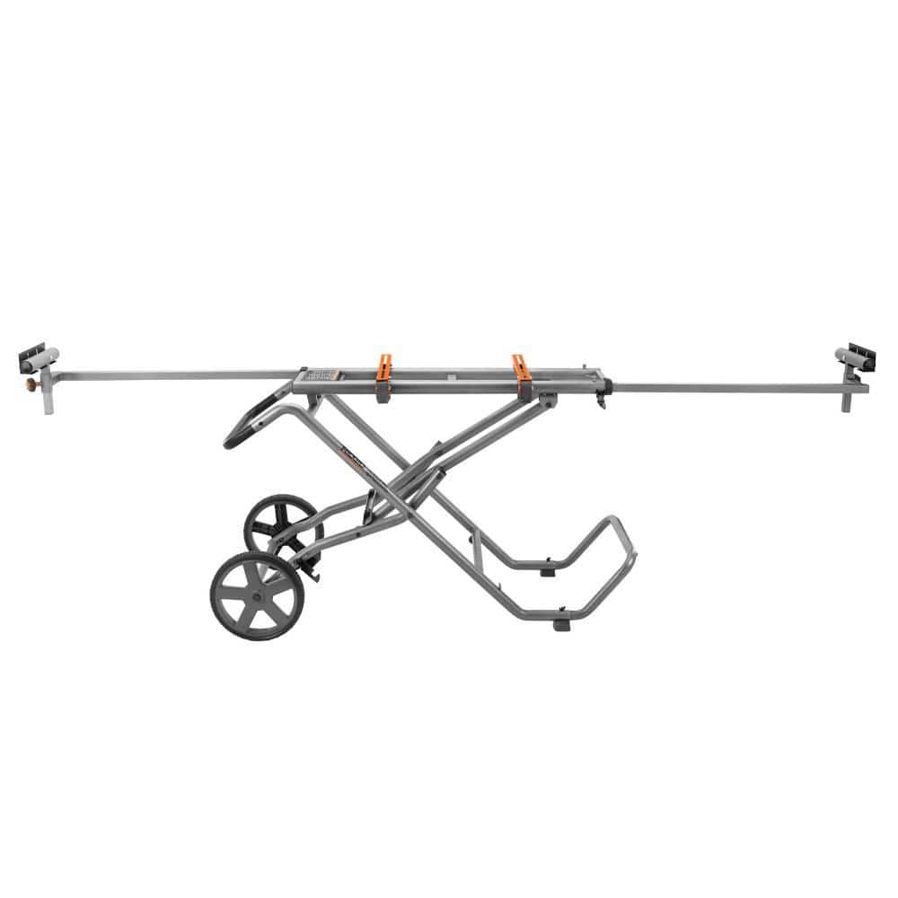 RIDGID 15 Amp Corded 12 in. Dual Bevel Miter Saw with LED + Universal Mobile Miter Saw Stand with Mounting Braces