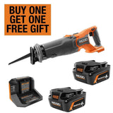 RIDGID 18V Starter Kit with (2) 4.0 Ah MAX Output Batteries and Charger with 18V Brushless Cordless Reciprocating Saw