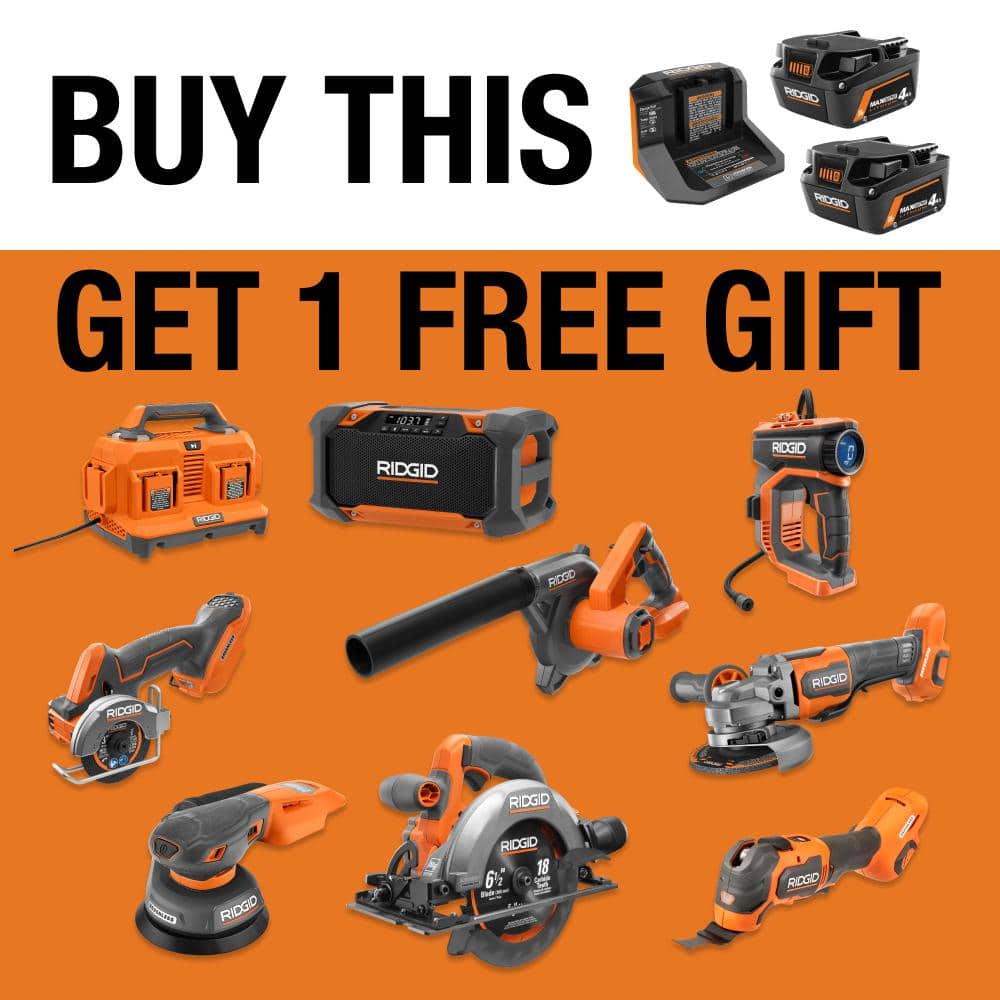 RIDGID 18V Starter Kit with (2) 4.0 Ah MAX Output Batteries and Charger with 18V Brushless Cordless Reciprocating Saw