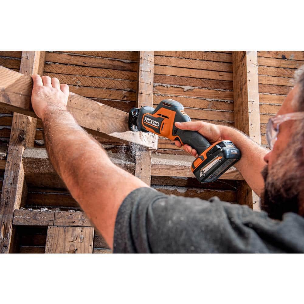 RIDGID 18V SubCompact Brushless Cordless One-Handed Reciprocating Saw Kit with 2.0 Ah Battery and Charger