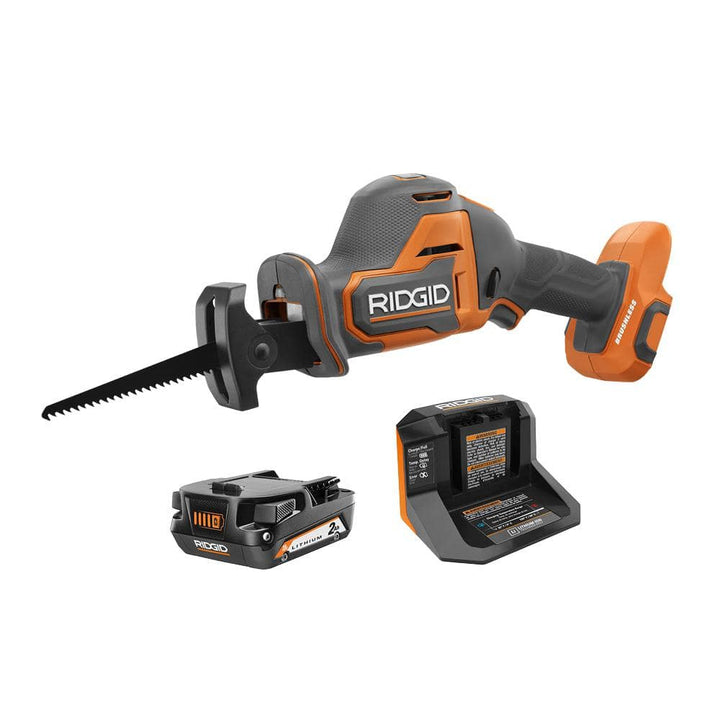 RIDGID 18V SubCompact Brushless Cordless One-Handed Reciprocating Saw Kit with 2.0 Ah Battery and Charger