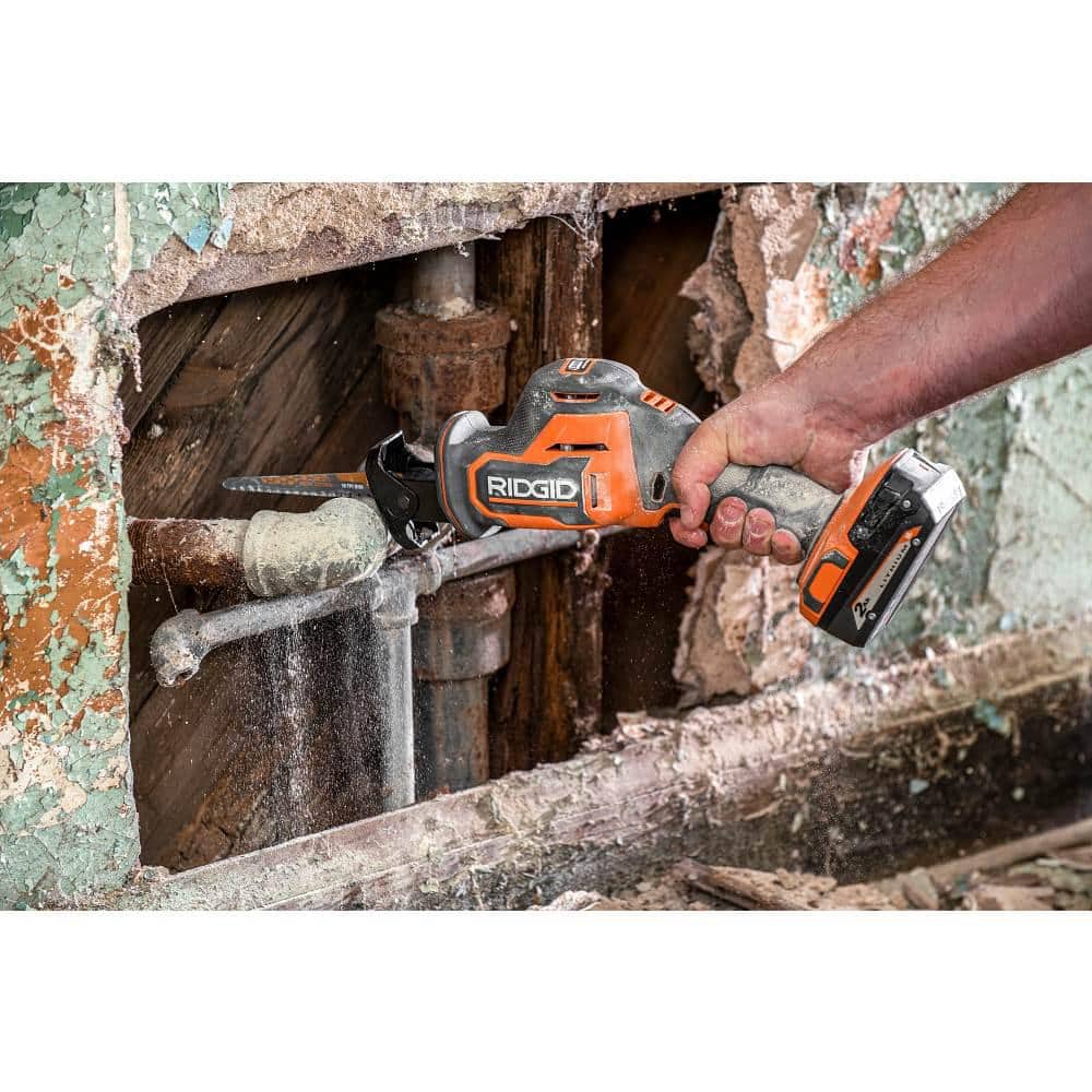 RIDGID 18V SubCompact Brushless Cordless One-Handed Reciprocating Saw Kit with 2.0 Ah Battery and Charger