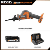 RIDGID 18V SubCompact Brushless Cordless One-Handed Reciprocating Saw Kit with 2.0 Ah Battery and Charger