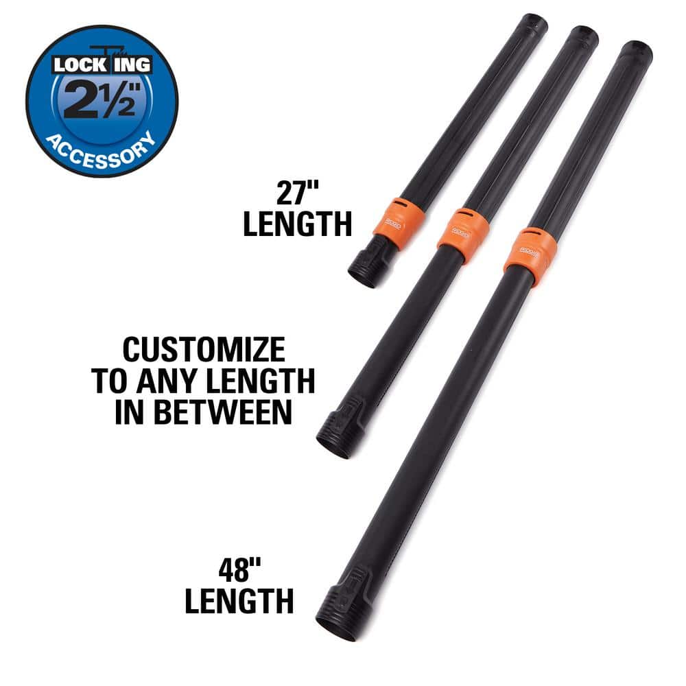 2-1/2 in. Locking Telescoping Extension Wand Accessory Shop Vac Attachment for RIDGID Wet Dry Vacuums