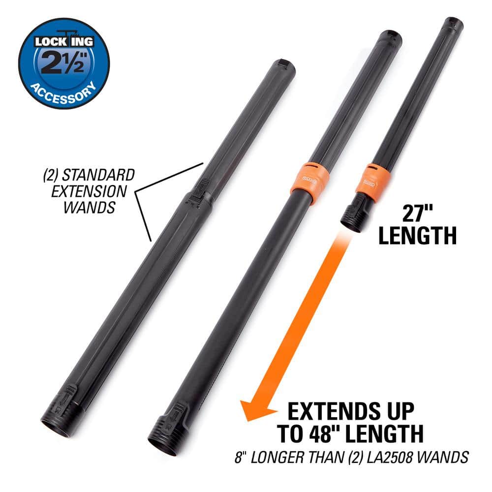 2-1/2 in. Locking Telescoping Extension Wand Accessory Shop Vac Attachment for RIDGID Wet Dry Vacuums