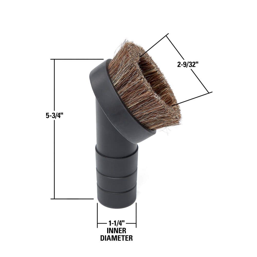1-1/4 in. Natural Hair Dusting Brush Shop Vac Attachment with 1-7/8 in., 2-1/2 in. Adapters for RIDGID Wet Dry Vacuums