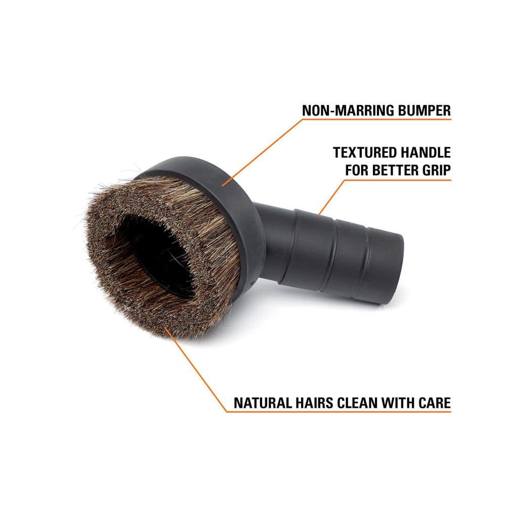 1-1/4 in. Natural Hair Dusting Brush Shop Vac Attachment with 1-7/8 in., 2-1/2 in. Adapters for RIDGID Wet Dry Vacuums