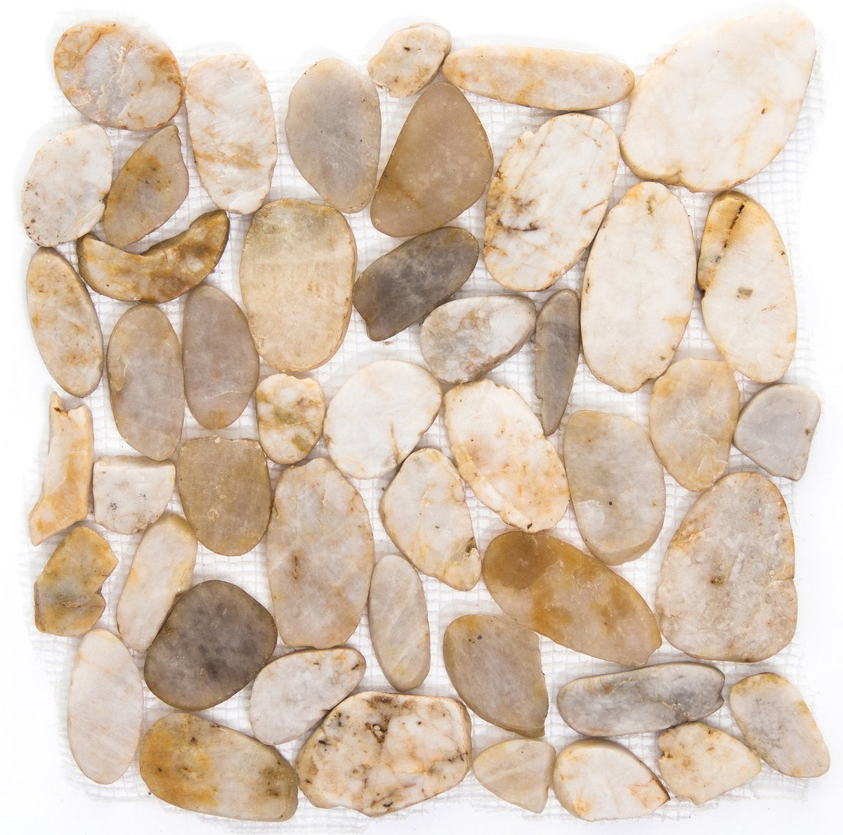 Emser Flat Rivera Pebble 10-Pack 4 Color Blend Natural Stone Border Tile, 12 in. x 12 in. Mesh-Mounted