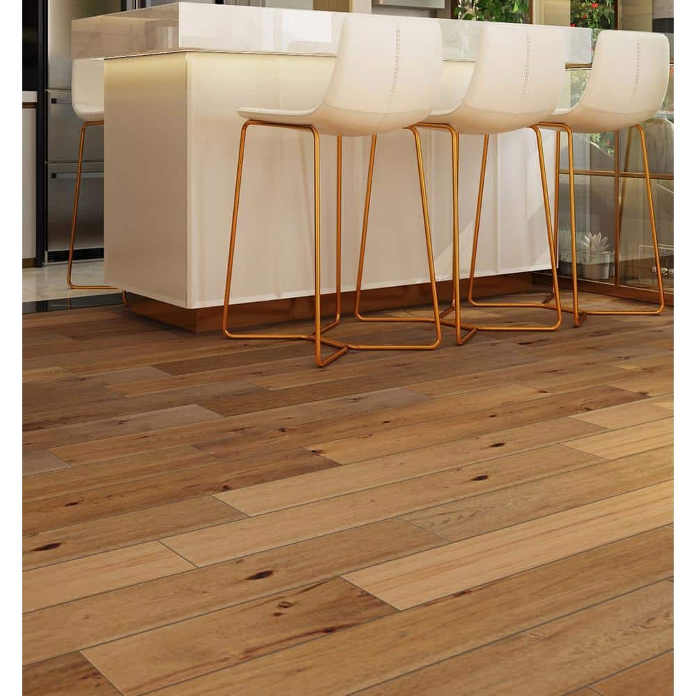NATU Roasted Distressed Hickory 3/8 in. T x 7.5 in. W Click Lock Distressed Hardwood Flooring (19.43 sq.ft./case)