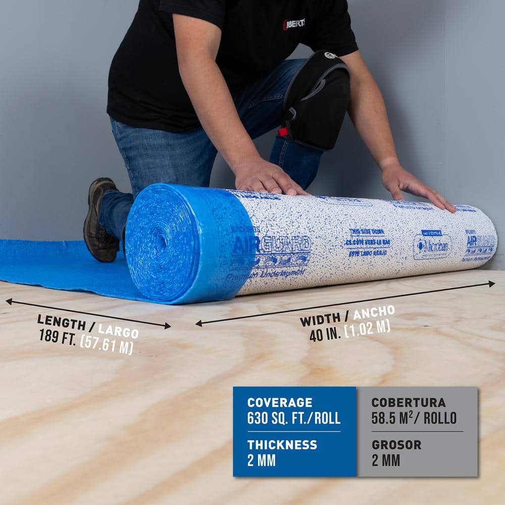 ROBERTS AirGuard 630 sq. ft. 40 in. x 189 ft. x 2 mm 5-in-1 Underlayment with Microban for Laminate and Engineered Wood Floors