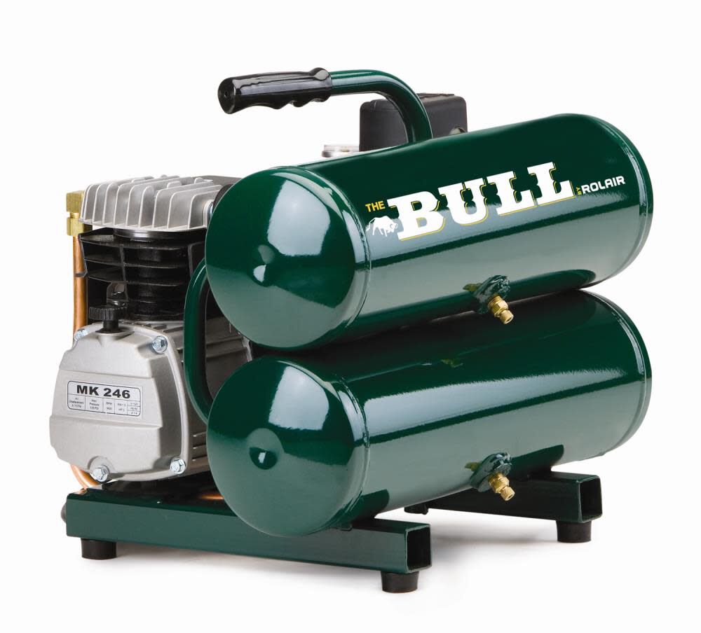 Rolair FC2002 “The Bull” 2 HP 4.3-Gal Twin Stack Tank Air Compressor, 115V, 4.1 CFM @ 90 PSI