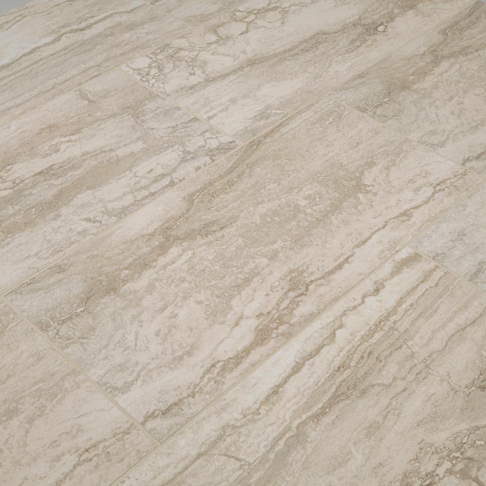 MSI Romagna Ivory 12 in. x 24 in. Polished Porcelain Floor and Wall Tile, Marble Look (16 sq. ft. per Case)