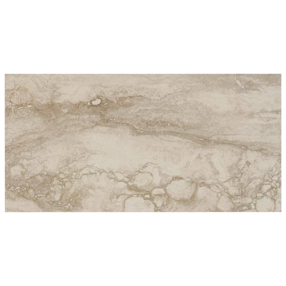 MSI Romagna Ivory 12 in. x 24 in. Polished Porcelain Floor and Wall Tile, Marble Look (16 sq. ft. per Case)