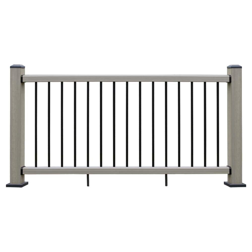 NewTechWood Ultrashield Hemispheres 36 in. x 3 in. x 6 ft. Roman Antique Gray Composite Railing Kit
