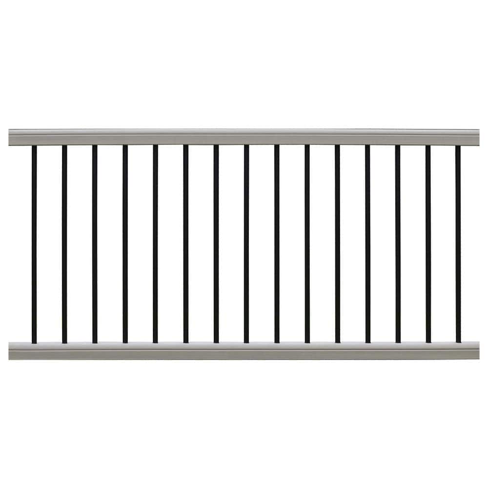 NewTechWood Ultrashield Hemispheres 36 in. x 3 in. x 6 ft. Roman Antique Gray Composite Railing Kit
