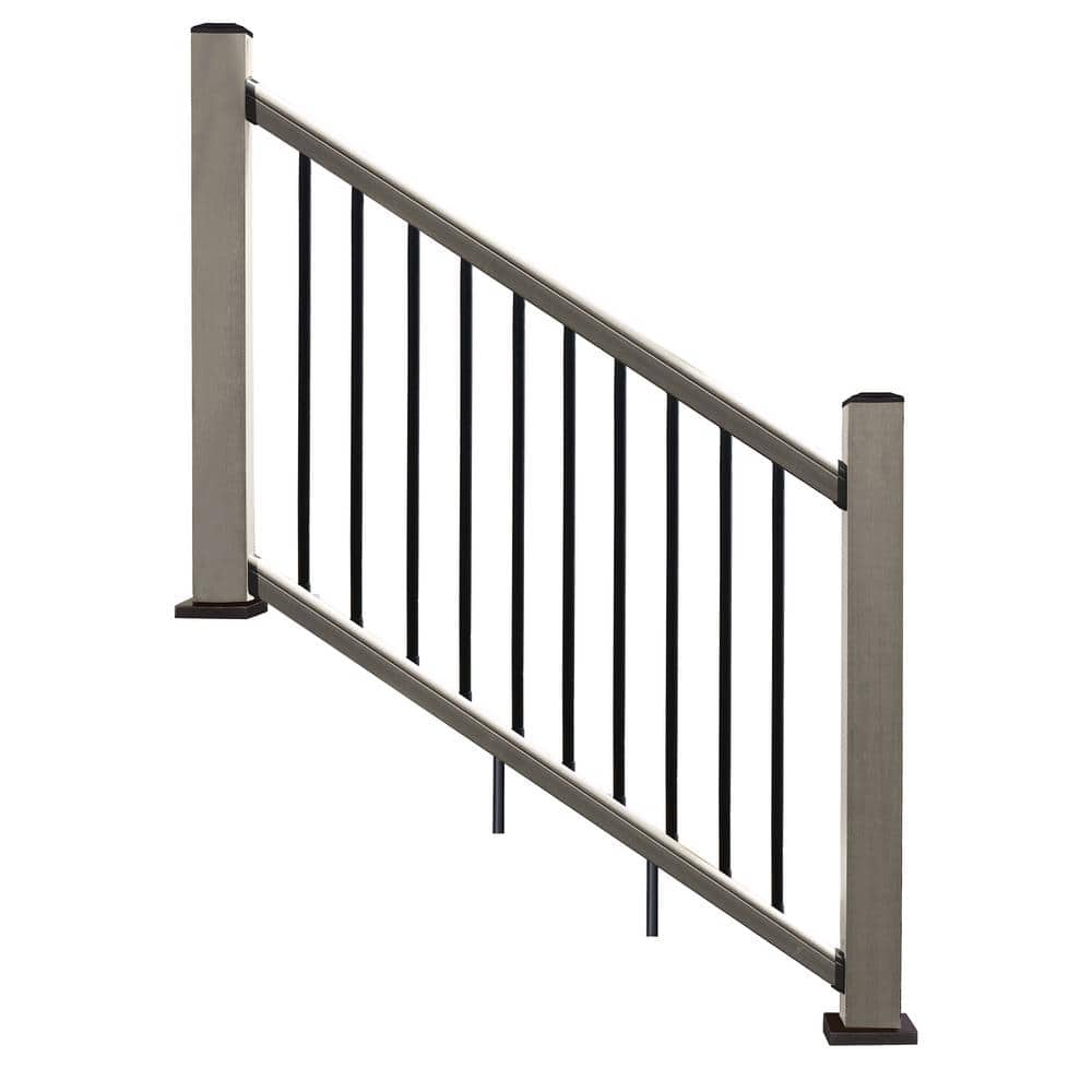 NewTechWood Ultrashield Hemispheres 36 in. x 3 in. x 6 ft. Roman Antique Gray Composite Railing Kit