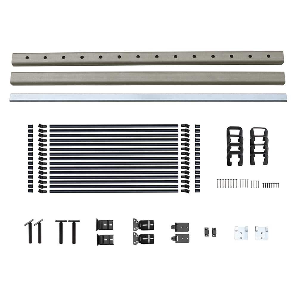 NewTechWood Ultrashield Hemispheres 36 in. x 3 in. x 6 ft. Roman Antique Gray Composite Railing Kit