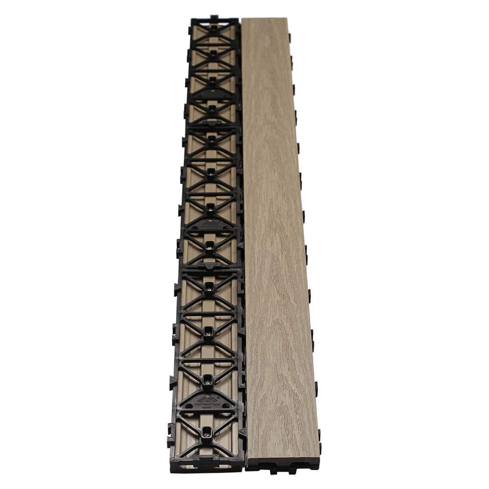 NewTechWood UltraShield Naturale 3 in. x 3 ft. Quick Composite Single Slat Deck Tile in Roman Antique (4-Pieces per Box)