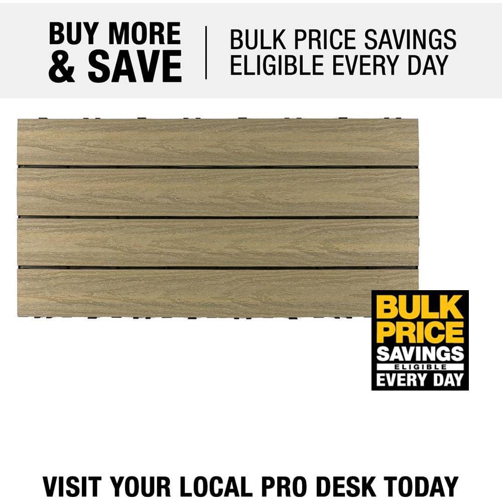 NewTechWood UltraShield Naturale 1 ft. x 2 ft. Quick Deck Outdoor Composite Deck Tile in Roman Antique (20 sq. ft. Per Box)