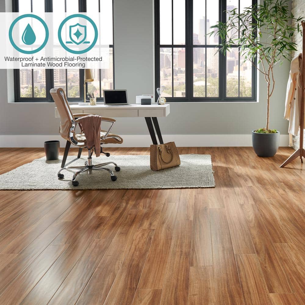 Pergo Defense+ Roselawn Teak 14 mm T x 5.2 in. W Waterproof Laminate Wood Flooring (13.74 sqft/case)