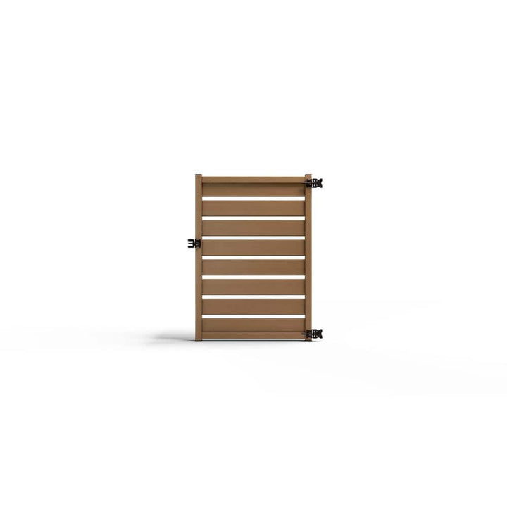 Natures Composites Composite Modern Horizontal Semi-Privacy ( 6 ft. H x 4 ft. W) Timber Brown Full Size Fence Gate
