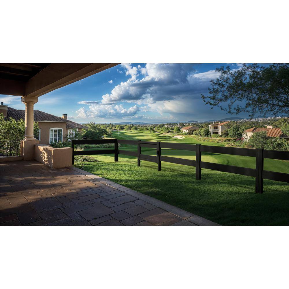 Natures Composites Composite Modern 2-Board Ranch Rail ( 3 ft. H x 4 ft. W) Raven (Black) Fence Gate