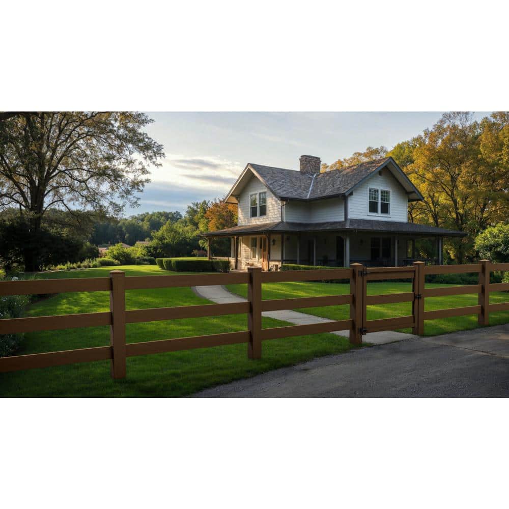 Natures Composites Composite 3-Rail Start/End Post with Post Cap for Traditional Ranch Rail System (5 in. x 5 in. x 65 in. L) Rosewood