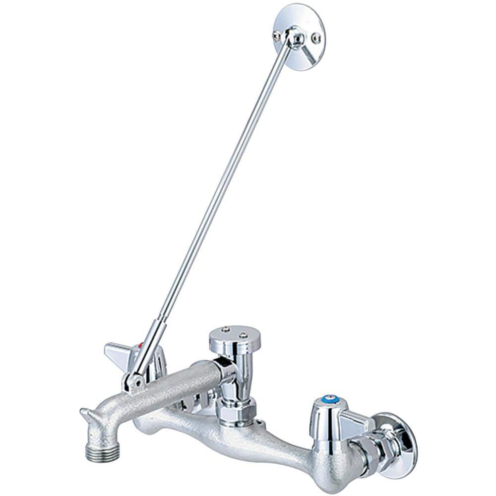 Central Brass 2-Handle Wall Mounted Service Sink Utility Faucet in Rough Chrome