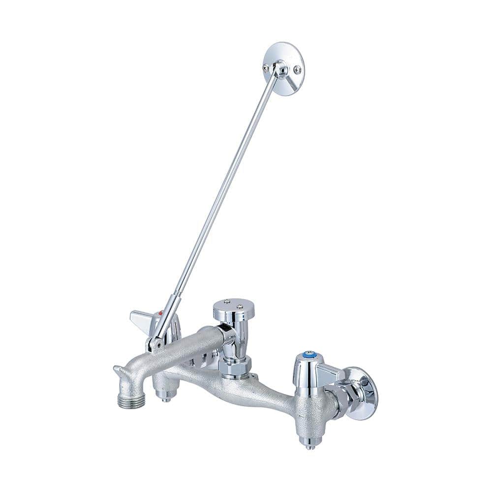 Central Brass 2-Handle Utility Faucet with Integral Stops in Rough Chrome