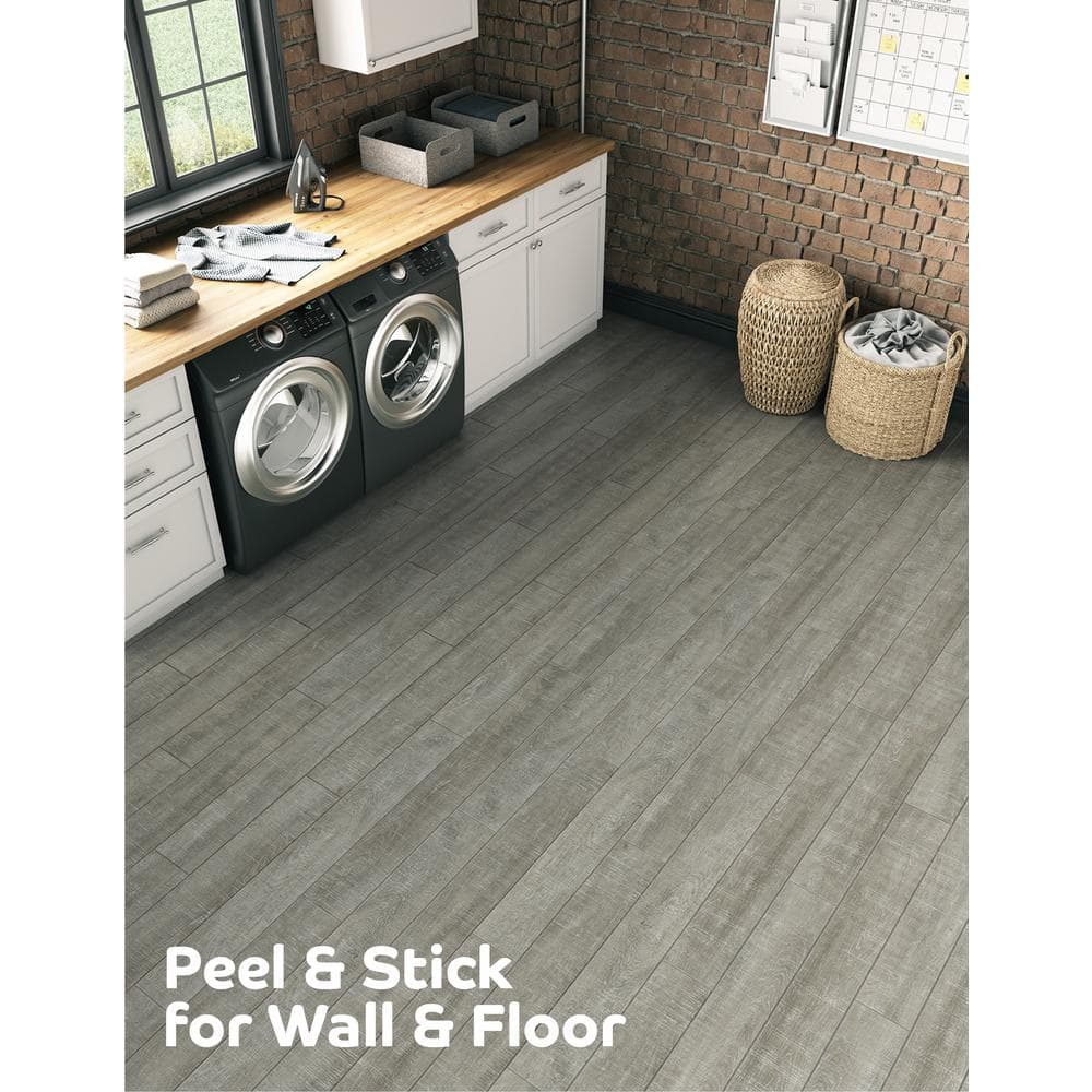 DuraDecor Weekend Warrior Roughcut Lumber Greige 3 MIL x 4-in W x 36-in L Peel & Stick Water Resistant Lux Vinyl Flg (20 sf/case)