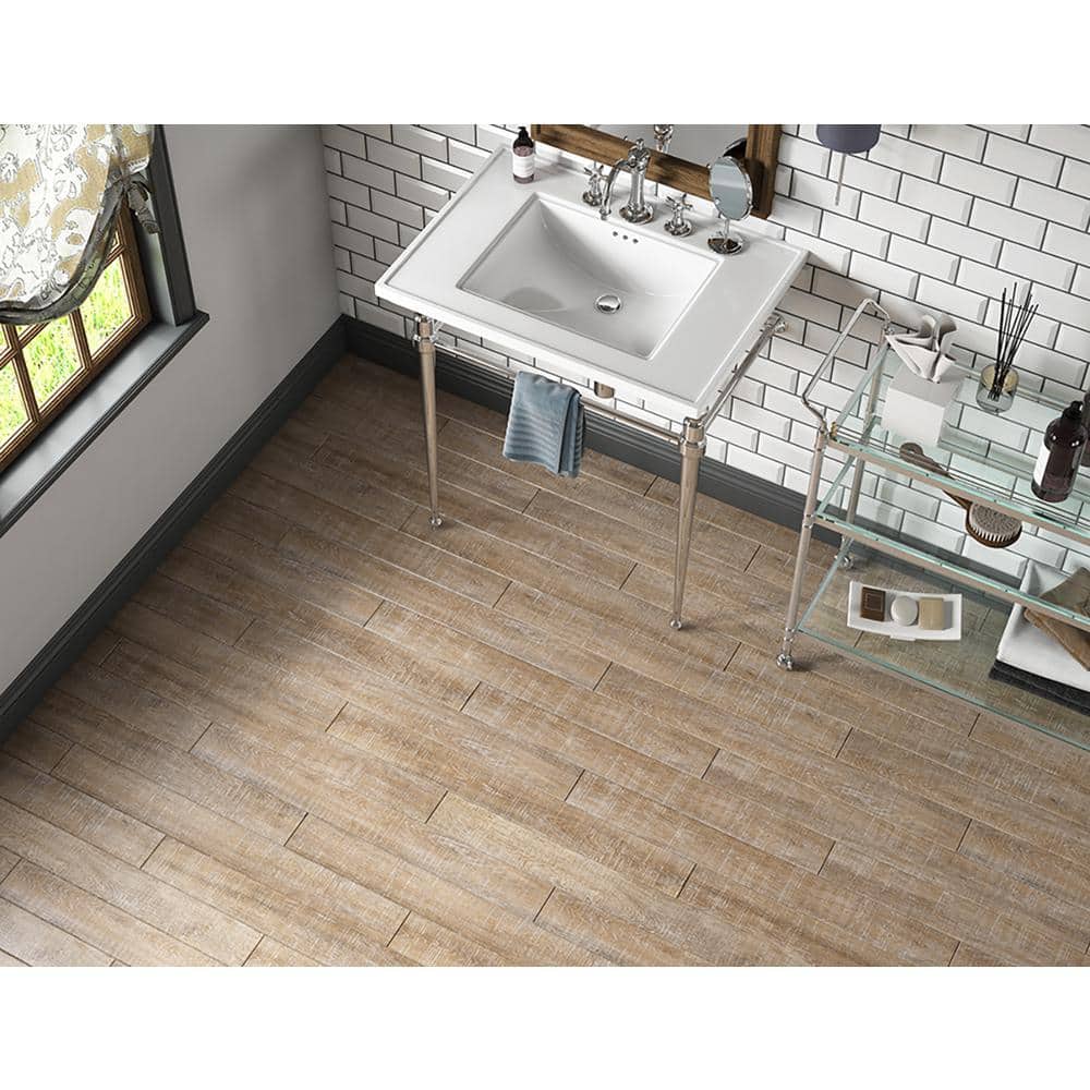 DuraDecor Weekend Warrior Roughcut Lumber Siena 3 MIL x 4-in W x 36-in L Peel & Stick Water Resistant Lux Vinyl Flg (20 sf/case)