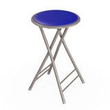 Lavish Home 24 in. Royal Blue Heavy-Duty Padded Round Folding Bar Stool