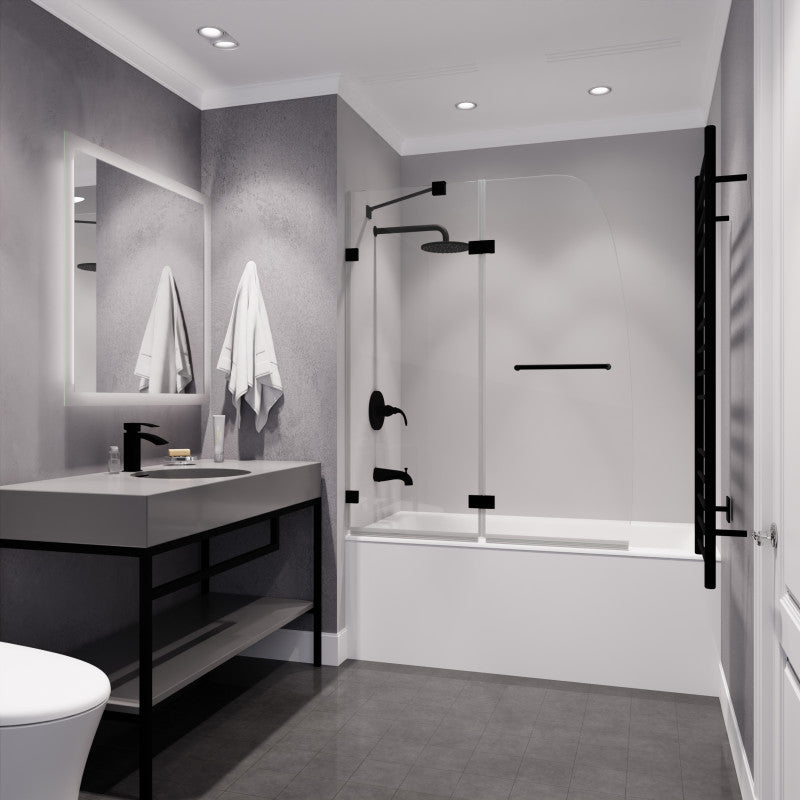 Pacific 48 in. x 58 in. Frameless Hinged Bathtub Door in Chrome