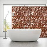Runesay Outdoor 76 in. H x 48 in. W Metal Privacy Screen in Rust Red for Deck Balcony Patio