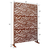 Runesay Outdoor 76 in. H x 48 in. W Metal Privacy Screen in Rust Red for Deck Balcony Patio